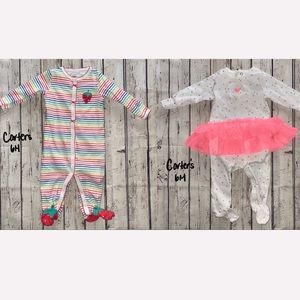 Bundle of 2 Baby Girls Pajamas/ Footies/ Coveralls